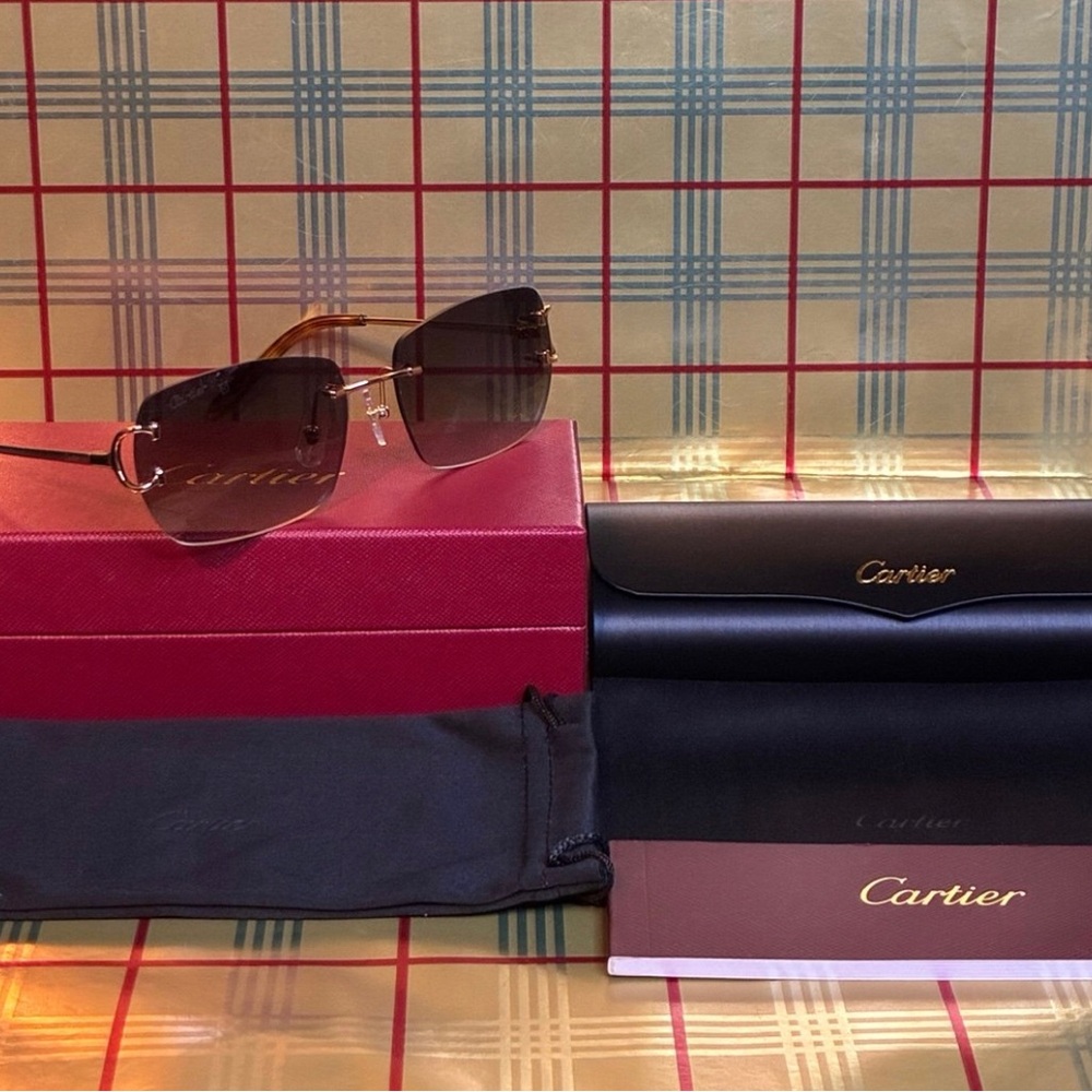 Cartier Unisex Rimless Big C Sunglasses